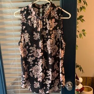 Sienna Sky Black Camisole with Pink Rose Floral
